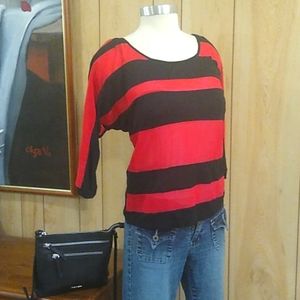 Striped black and red top